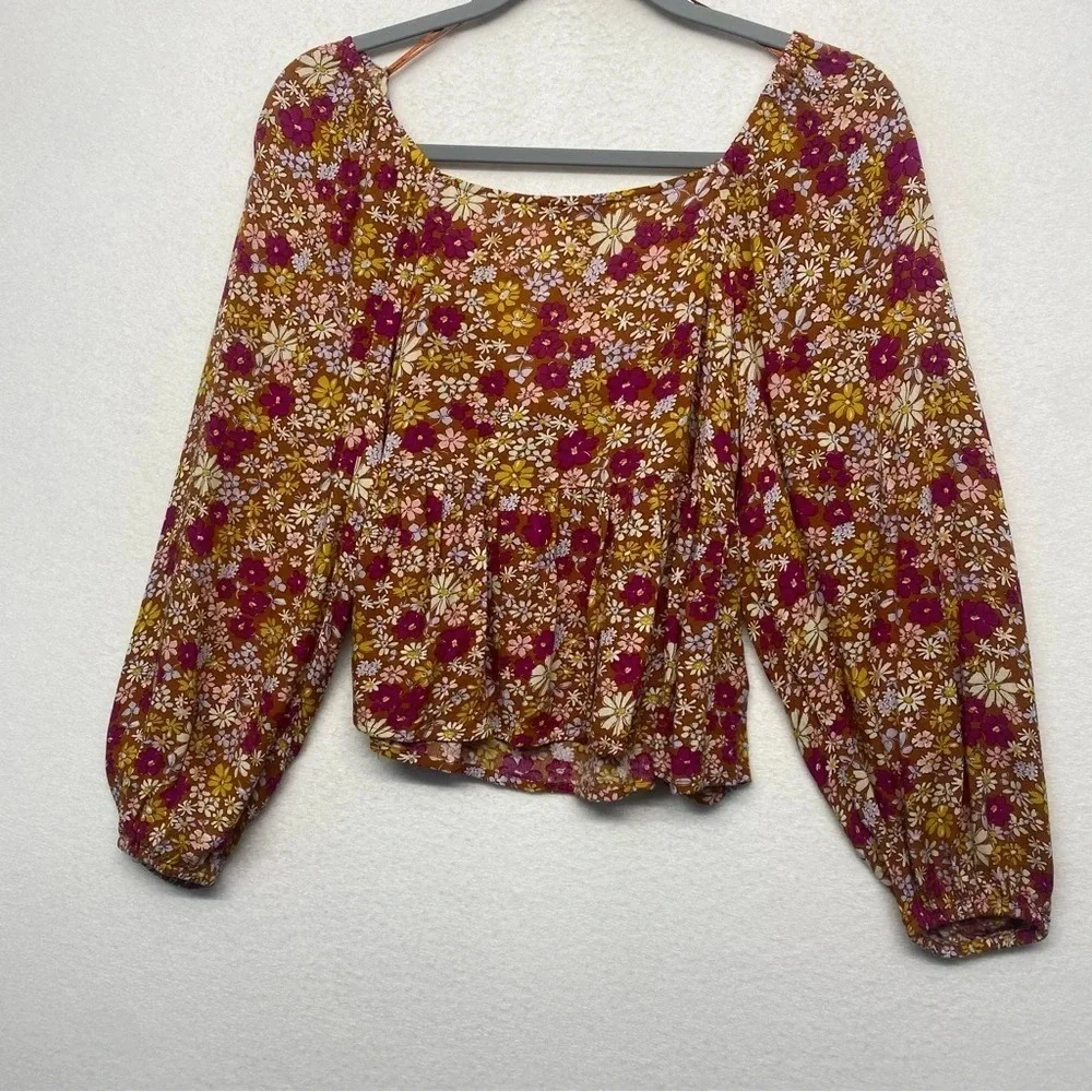 Patrons of Peace Floral Blouse Boho Hippie‎ S Balloon Sleeve - Picture 2 of 7